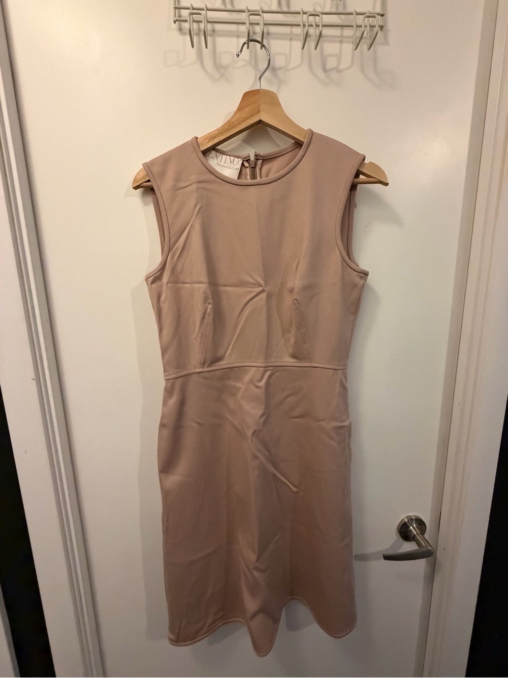 Valentino Sleeveless Taupe Midi Sheath Dress
